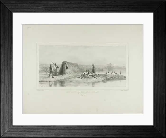 Framed Print : Guard Post for the Hungarian Military Colonies, Left Bank of the Danube, July 7, 1837, 1838. Creator: Auguste Raffet Framed Print : Guard Post for the Hungarian Military Colonies, Left Bank of the Danube, July 7, 1837, 1838. Creator: Auguste Raffet