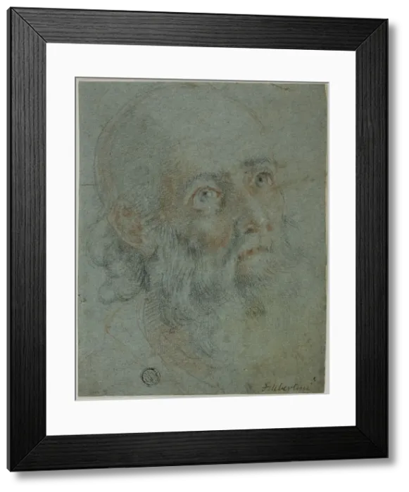 Framed Print : Head of a Bearded Man, Looking Up to Right: Study for Saint Catherine of Alexandria... c.1603. Creator: Ludovico Cardi Framed Print : Head of a Bearded Man, Looking Up to Right: Study for Saint Catherine of Alexandria... c.1603. Creator: Ludovico Cardi