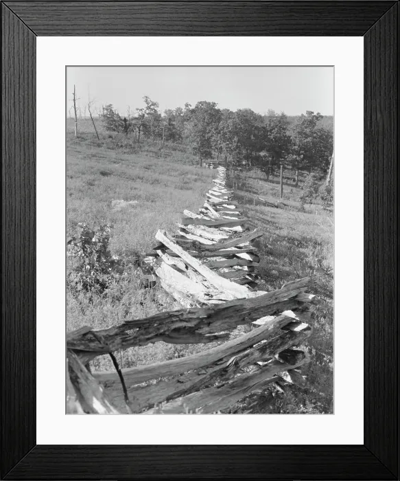 Framed Print : Split-log fence, north central Arkansas, along U.S. 62, 1938. Creator: Dorothea Lange Framed Print : Split-log fence, north central Arkansas, along U.S. 62, 1938. Creator: Dorothea Lange