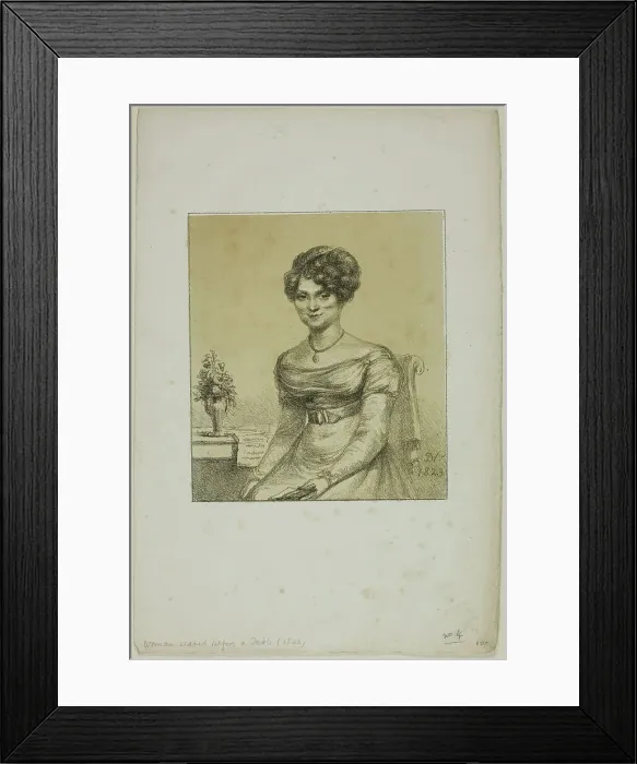 Framed Print : Woman Seated before a Table, 1823. Creator: Vivant Denon Framed Print : Woman Seated before a Table, 1823. Creator: Vivant Denon