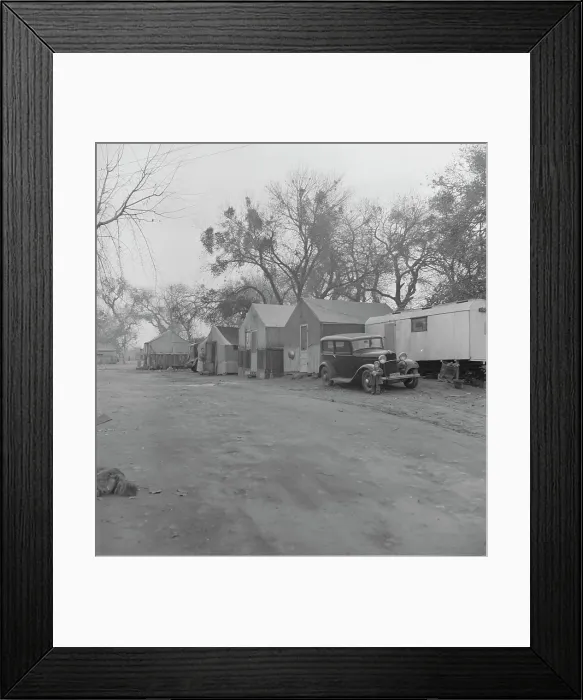 Framed Print : Agricultural laborers, winter quarters of migrants, near Brentwood, California, 1938. Creator: Dorothea Lange Framed Print : Agricultural laborers, winter quarters of migrants, near Brentwood, California, 1938. Creator: Dorothea Lange