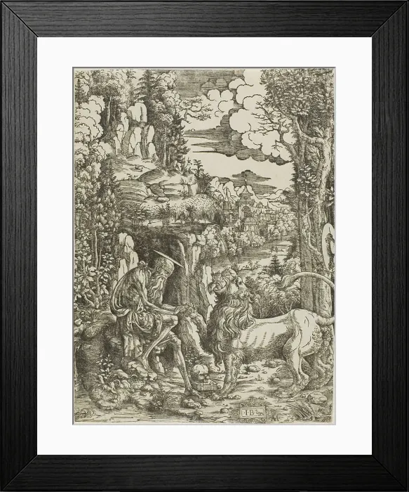 Framed Print : Saint Jerome and the Lion, c.1509. Creator: Giovanni Battista Palumba Framed Print : Saint Jerome and the Lion, c.1509. Creator: Giovanni Battista Palumba