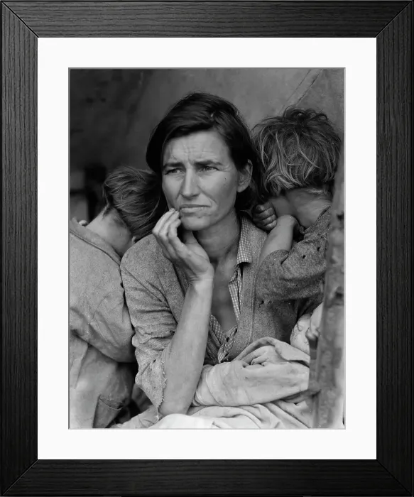 Framed Print : Destitute pea pickers in California, mother of seven children, Nipomo, California, 1936. Creator: Dorothea Lange Framed Print : Destitute pea pickers in California, mother of seven children, Nipomo, California, 1936. Creator: Dorothea Lange