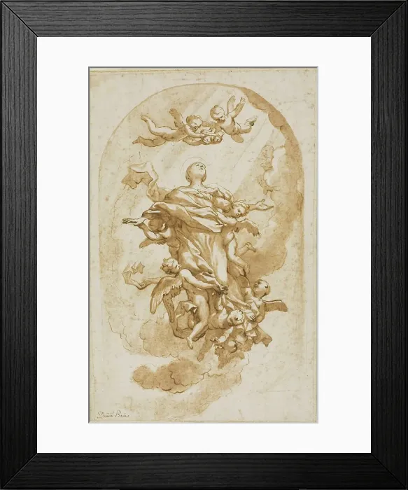 Framed Print : Assumption of the Virgin, n.d. Creator: Domenico Piola I Framed Print : Assumption of the Virgin, n.d. Creator: Domenico Piola I