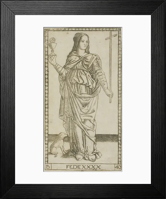 Framed Print : Faith, plate 40 from Genii and Virtues, 1470 / 80. Creator: Master of the S-Series Tarocchi Framed Print : Faith, plate 40 from Genii and Virtues, 1470 / 80. Creator: Master of the S-Series Tarocchi