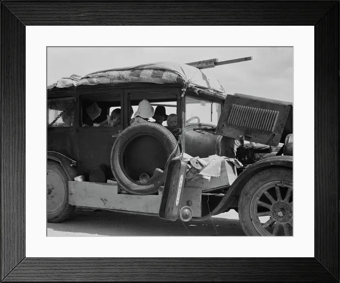 Framed Print : Migrant drought refugee family stalled on an Arizona highway, between Yuma and Phoenix, 1937. Creator: Dorothea Lange Framed Print : Migrant drought refugee family stalled on an Arizona highway, between Yuma and Phoenix, 1937. Creator: Dorothea Lange