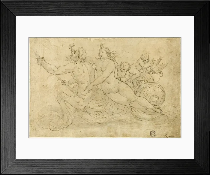 Framed Print : Triton, Nereid, and Putti, n.d. Creator: Giuseppe Mazzuoli the Elder Framed Print : Triton, Nereid, and Putti, n.d. Creator: Giuseppe Mazzuoli the Elder