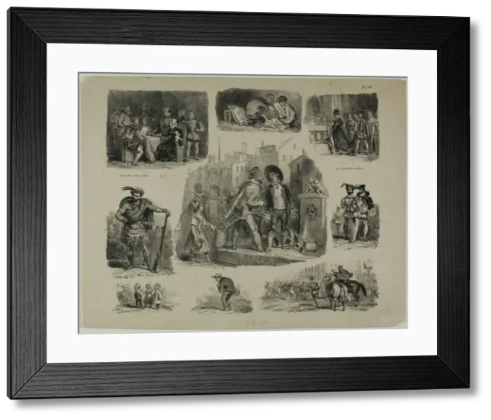 Framed Print : Sheet of Sketches, 1829. Creator: Auguste Raffet Framed Print : Sheet of Sketches, 1829. Creator: Auguste Raffet