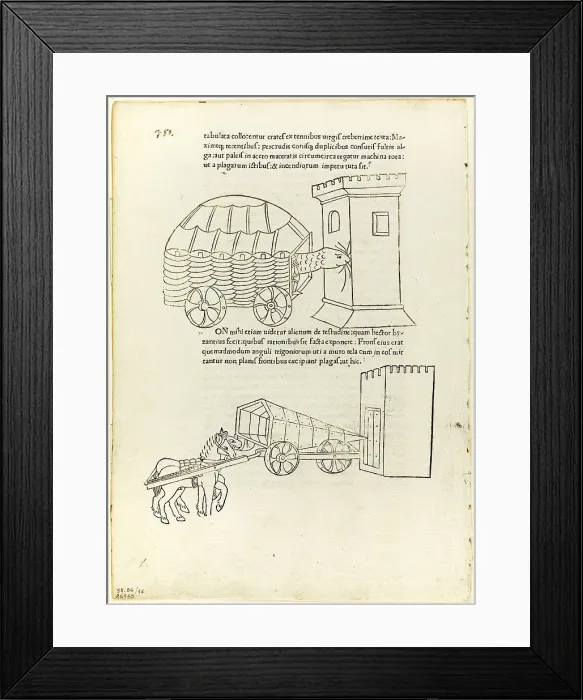 Framed Print : Battering Rams from De re militari (Concerning Military Matters)... 1472, portfolio assembled 1929. Creators: Matteo di Andrea de Pasti, Johannes Nicolai de Verona, Robert Valturio, Wilhelm Ludwig Schreiber Framed Print : Battering Rams from De re militari (Concerning Military Matters)... 1472, portfolio assembled 1929. Creators: Matteo di Andrea de Pasti, Johannes Nicolai de Verona, Robert Valturio, Wilhelm Ludwig Schreiber