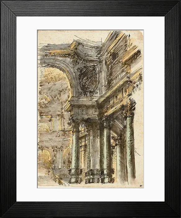 Framed Print : Architectural Fantasy (recto); Architectural Details (verso), n.d. Creator: Mauro Antonio Tesi Framed Print : Architectural Fantasy (recto); Architectural Details (verso), n.d. Creator: Mauro Antonio Tesi