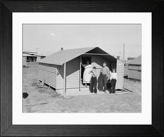 Framed Print : Migrant family from Oklahoma, first occupants of Westley camp, California, 1939. Creator: Dorothea Lange Framed Print : Migrant family from Oklahoma, first occupants of Westley camp, California, 1939. Creator: Dorothea Lange