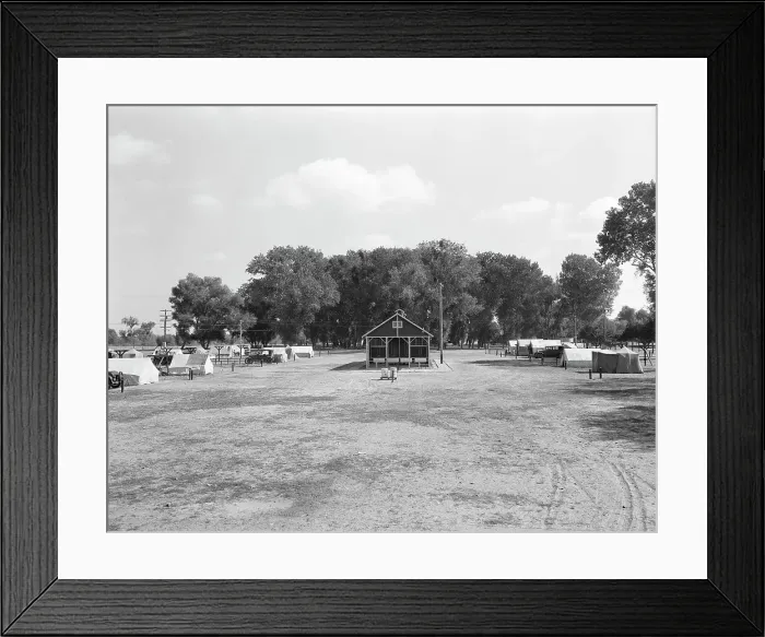 Framed Print : Utility unit and camp sites, Marysville camp for migrants, California, 1935. Creator: Dorothea Lange Framed Print : Utility unit and camp sites, Marysville camp for migrants, California, 1935. Creator: Dorothea Lange