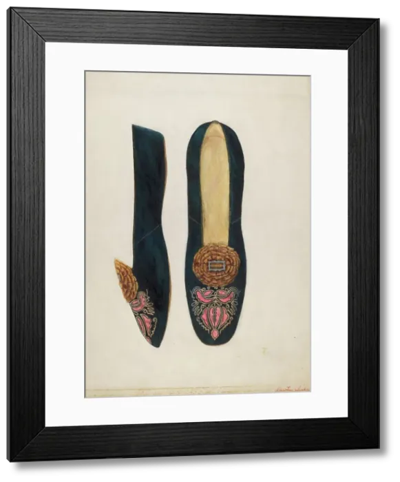 Framed Print : Woman's Slipper, c. 1937. Creator: Ann Gene Buckley Framed Print : Woman's Slipper, c. 1937. Creator: Ann Gene Buckley