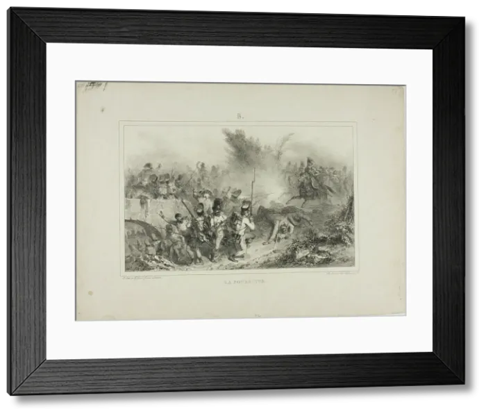 Framed Print : The Pursuit, 1832. Creator: Auguste Raffet Framed Print : The Pursuit, 1832. Creator: Auguste Raffet
