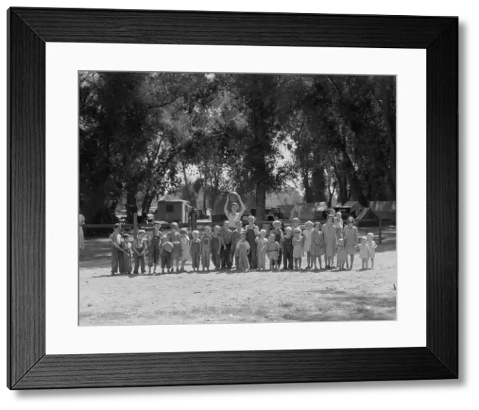 Framed Print : Child welfare program, Resettlement Administration Marysville camp for migrants, California, 1935. Creator: Dorothea Lange Framed Print : Child welfare program, Resettlement Administration Marysville camp for migrants, California, 1935. Creator: Dorothea Lange