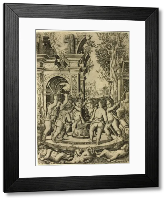Framed Print : Fate of the Evil Tongue, c.1507. Creator: Nicoletto da Modena Framed Print : Fate of the Evil Tongue, c.1507. Creator: Nicoletto da Modena