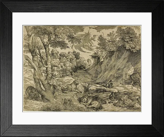 Framed Print : Saint Jerome in the Wilderness, 1525-30. Creator: Nicolo Boldrini Framed Print : Saint Jerome in the Wilderness, 1525-30. Creator: Nicolo Boldrini