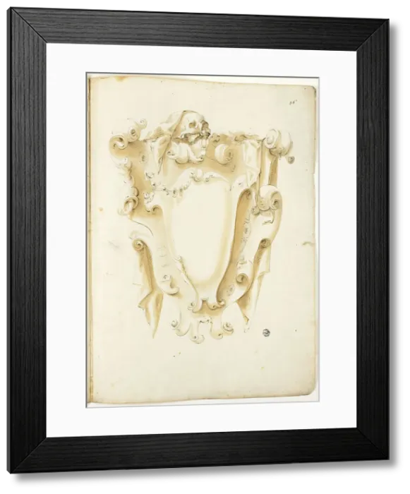 Framed Print : Design for Escutcheon, with Skulls, n.d. Creator: Unknown Framed Print : Design for Escutcheon, with Skulls, n.d. Creator: Unknown