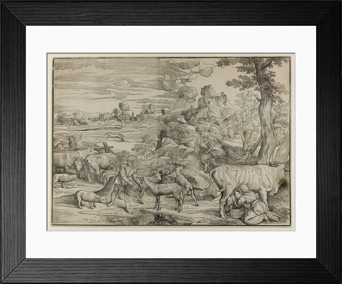 Framed Print : The Milkmaid, n.d. Creator: Nicolo Boldrini Framed Print : The Milkmaid, n.d. Creator: Nicolo Boldrini