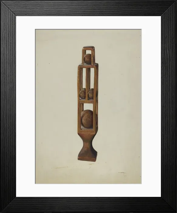 Framed Print : Wood Carving of 6 Balls, 1935 / 1942. Creator: Alf Bruseth Framed Print : Wood Carving of 6 Balls, 1935 / 1942. Creator: Alf Bruseth