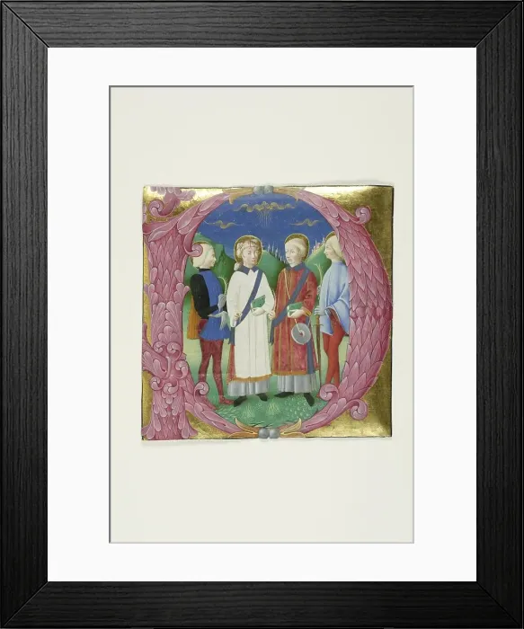 Framed Print : Four Saints in a Historiated Initial P from a Choirbook or Antiphonal, 1460 / 80. Creator: Bartolomeo Rigossi. Four Saints in a Historiated Initial P from a Choirbook or Antiphonal, 1460 / 80. Creator: Bartolomeo Rigossi Framed Print : Four Saints in a Historiated Initial P from a Choirbook or Antiphonal, 1460 / 80. Creator: Bartolomeo Rigossi. Four Saints in a Historiated Initial P from a Choirbook or Antiphonal, 1460 / 80. Creator: Bartolomeo Rigossi