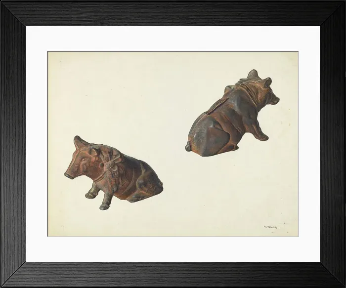 Framed Print : Prize Pig Coin Bank, c. 1939. Creator: Alf Bruseth Framed Print : Prize Pig Coin Bank, c. 1939. Creator: Alf Bruseth