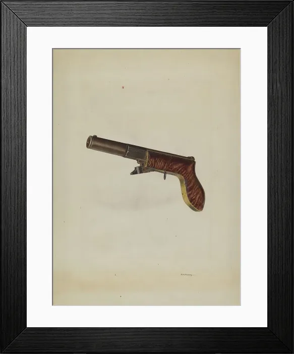 Framed Print : Muzzle Loading Pistol, c. 1940. Creator: Alf Bruseth Framed Print : Muzzle Loading Pistol, c. 1940. Creator: Alf Bruseth