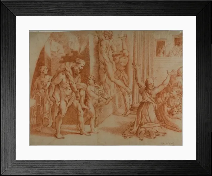 Framed Print : Fire in the Borgo (recto); Slight Sketch of the Fire in the Borgo (verso), 1726 / 1750. Creator: Ottaviano Dandini Framed Print : Fire in the Borgo (recto); Slight Sketch of the Fire in the Borgo (verso), 1726 / 1750. Creator: Ottaviano Dandini