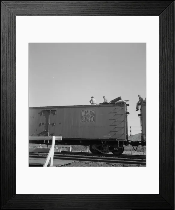 Framed Print : Freight moving east near Odessa, Texas, 1937. Creator: Dorothea Lange Framed Print : Freight moving east near Odessa, Texas, 1937. Creator: Dorothea Lange