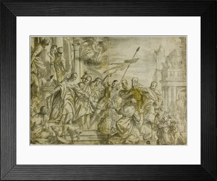 Framed Print : Saints Mark and Marcellian Led to Their Execution, while Comforted by Saint Sebastian, n.d. Creator: Paolo Veronese Framed Print : Saints Mark and Marcellian Led to Their Execution, while Comforted by Saint Sebastian, n.d. Creator: Paolo Veronese