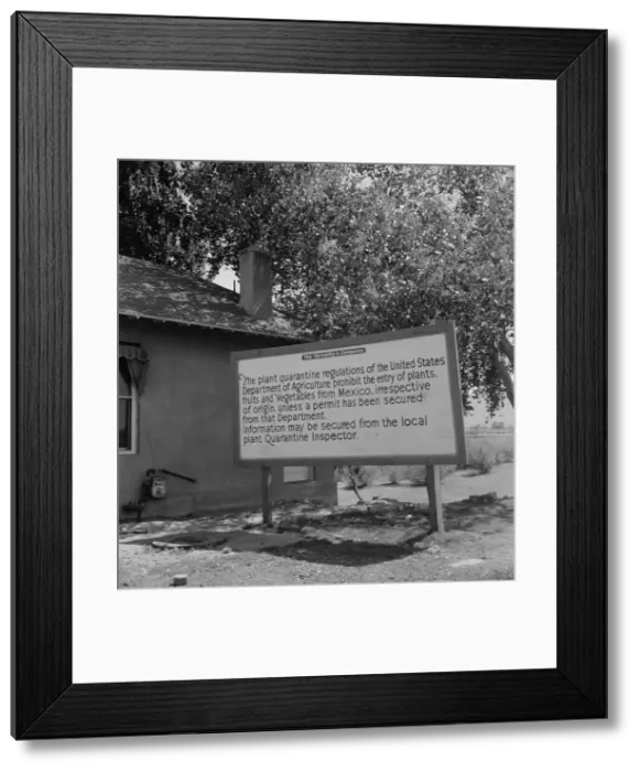 Framed Print : Sign at bridge between Juarez, Mexico and El Paso, Texas, 1937. Creator: Dorothea Lange Framed Print : Sign at bridge between Juarez, Mexico and El Paso, Texas, 1937. Creator: Dorothea Lange