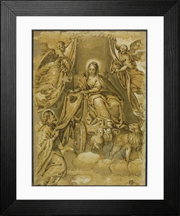 Framed Print : Virgin Mary Handing Scapular to Saint Simon Stock, n.d. Creator: Paolo Veronese Framed Print : Virgin Mary Handing Scapular to Saint Simon Stock, n.d. Creator: Paolo Veronese