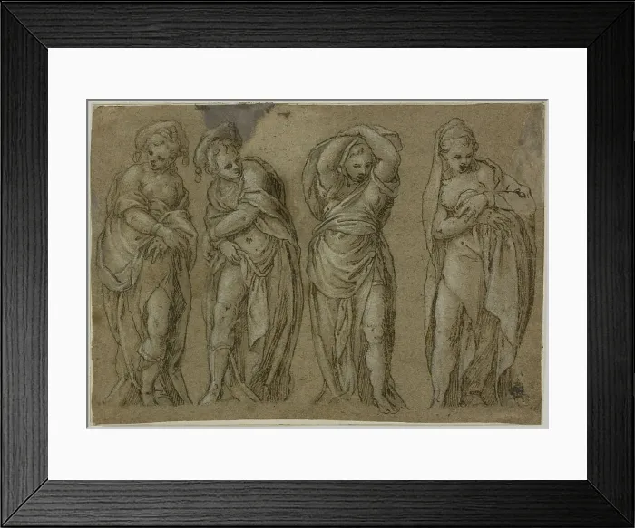 Framed Print : Four Standing Draped Female Figures, n.d. Creator: Paolo Farinati Framed Print : Four Standing Draped Female Figures, n.d. Creator: Paolo Farinati