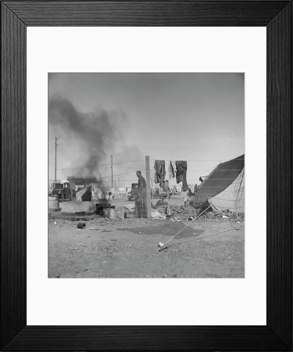 Framed Print : Living conditions for migratory laborers in private auto camp, Calipatria, Imperial County, 1939. Creator: Dorothea Lange Framed Print : Living conditions for migratory laborers in private auto camp, Calipatria, Imperial County, 1939. Creator: Dorothea Lange