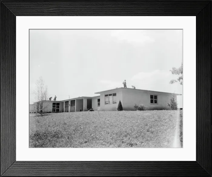 Framed Print : Type house for two families (incomplete), Hightstown, New Jersey, 1936. Creator: Dorothea Lange Framed Print : Type house for two families (incomplete), Hightstown, New Jersey, 1936. Creator: Dorothea Lange