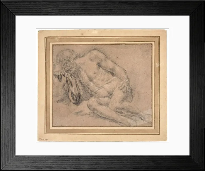 Framed Print : Sleeping Male Nude, perhaps for the Drunkenness of Noah, c.1550. Creator: Paris Bordone Framed Print : Sleeping Male Nude, perhaps for the Drunkenness of Noah, c.1550. Creator: Paris Bordone