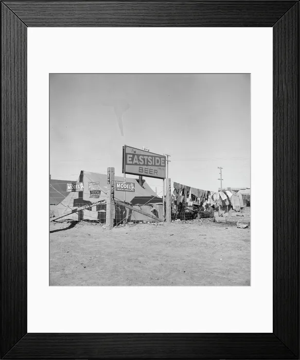 Framed Print : Living conditions for migratory laborers in private auto camp, Calipatria, Imperial County, 1939. Creator: Dorothea Lange Framed Print : Living conditions for migratory laborers in private auto camp, Calipatria, Imperial County, 1939. Creator: Dorothea Lange
