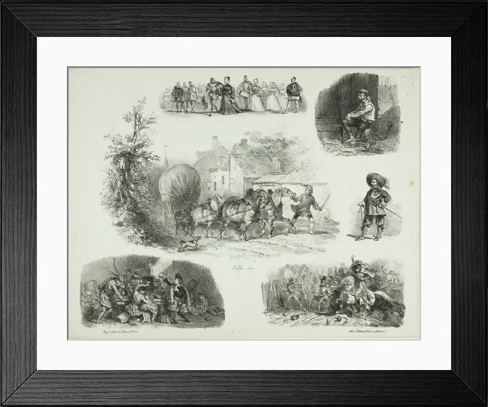 Framed Print : Sheet of Sketches, 1829. Creator: Auguste Raffet Framed Print : Sheet of Sketches, 1829. Creator: Auguste Raffet
