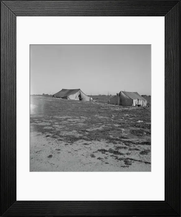 Framed Print : Migrants tents...the right of way of the Southern Pacific, near Fresno, California, 1939. Creator: Dorothea Lange Framed Print : Migrants tents...the right of way of the Southern Pacific, near Fresno, California, 1939. Creator: Dorothea Lange