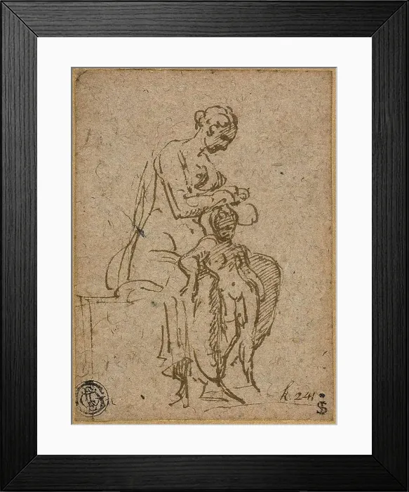 Framed Print : Woman Delousing a Child, 1524 / 27. Creator: Parmigianino Framed Print : Woman Delousing a Child, 1524 / 27. Creator: Parmigianino