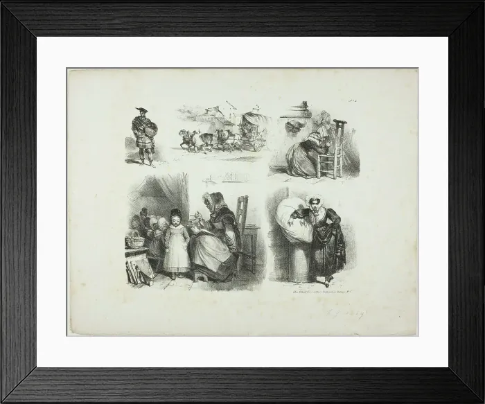 Framed Print : Sheet of Sketches, 1828. Creator: Auguste Raffet Framed Print : Sheet of Sketches, 1828. Creator: Auguste Raffet