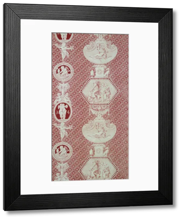 Framed Print : La Marchande d'Amour (The Merchant of Love) (Furnishing Fabric), France, 1815 / 17. Creator: Christophe-Philippe Oberkampf Framed Print : La Marchande d'Amour (The Merchant of Love) (Furnishing Fabric), France, 1815 / 17. Creator: Christophe-Philippe Oberkampf