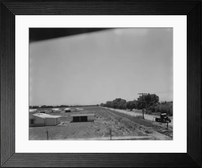 Framed Print : View of Resettlement Administration's part-time farms, Glendale, Arizona, 1937. Creator: Dorothea Lange Framed Print : View of Resettlement Administration's part-time farms, Glendale, Arizona, 1937. Creator: Dorothea Lange