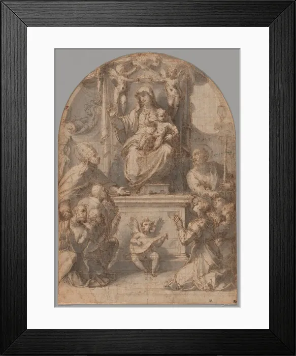 Framed Print : The Virgin Enthroned with Saints Gregory and James, and a Family of Donors, 1535 / 36. Creator: Perino del Vaga