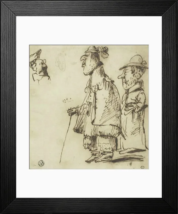 Framed Print : Three Male Caricatures, n.d. Creators: Pier Francesco Mola, Angelo de Rossi Framed Print : Three Male Caricatures, n.d. Creators: Pier Francesco Mola, Angelo de Rossi