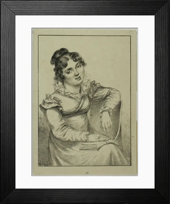 Framed Print : Seated Young Woman Holding an Open Book, 1817. Creator: Vivant Denon Framed Print : Seated Young Woman Holding an Open Book, 1817. Creator: Vivant Denon