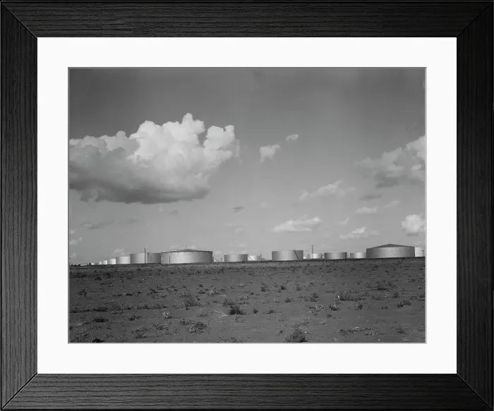 Framed Print : Oil tank farm near Odessa, Texas, 1937. Creator: Dorothea Lange Framed Print : Oil tank farm near Odessa, Texas, 1937. Creator: Dorothea Lange