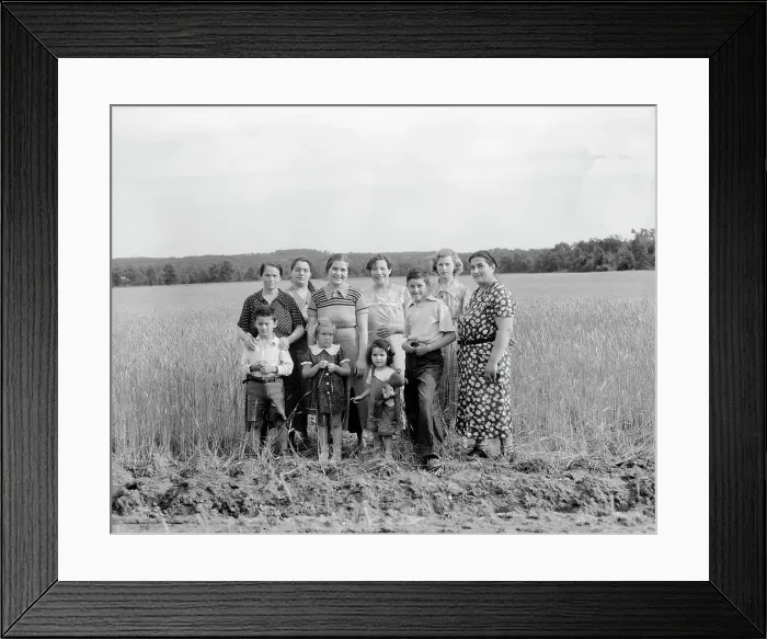 Framed Print : Wives and children of the farm group, Hightstown, New Jersey, 1936. Creator: Dorothea Lange Framed Print : Wives and children of the farm group, Hightstown, New Jersey, 1936. Creator: Dorothea Lange