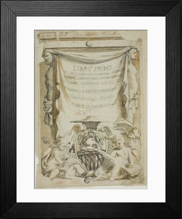 Framed Print : Design for Title Page for Guitar Manual, n.d. Creator: Domenico Piola I