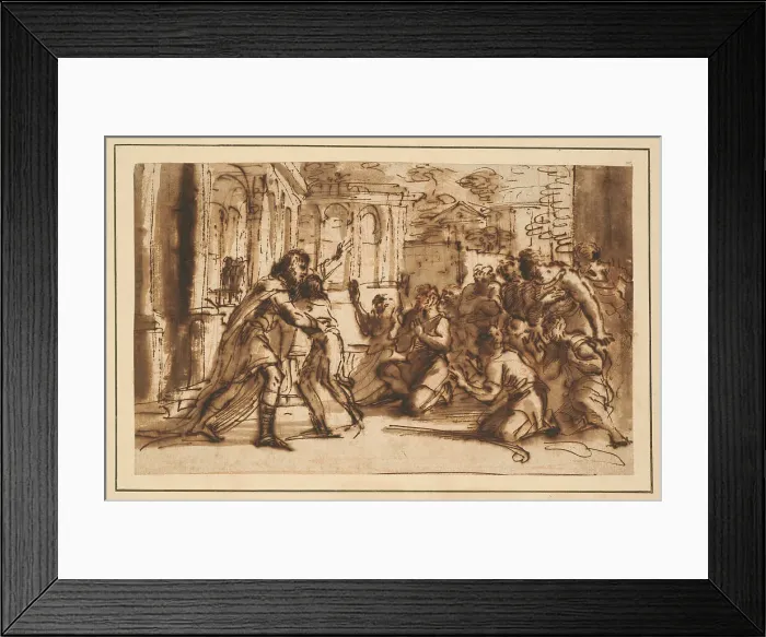 Framed Print : Joseph Greeting his Brothers, c.1656. Creator: Pier Francesco Mola Framed Print : Joseph Greeting his Brothers, c.1656. Creator: Pier Francesco Mola
